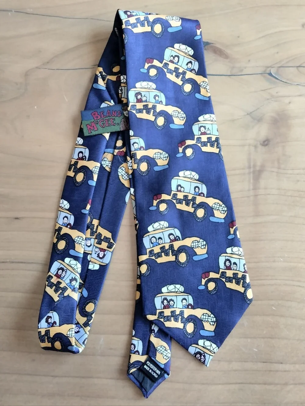 Beans McGee VTG Cartoon Happy Days Happy Taxi Polyester Necktie